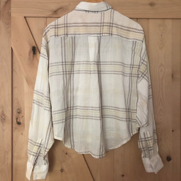 Free People batwing dolman plaid button crop top M - Picture 5 of 8